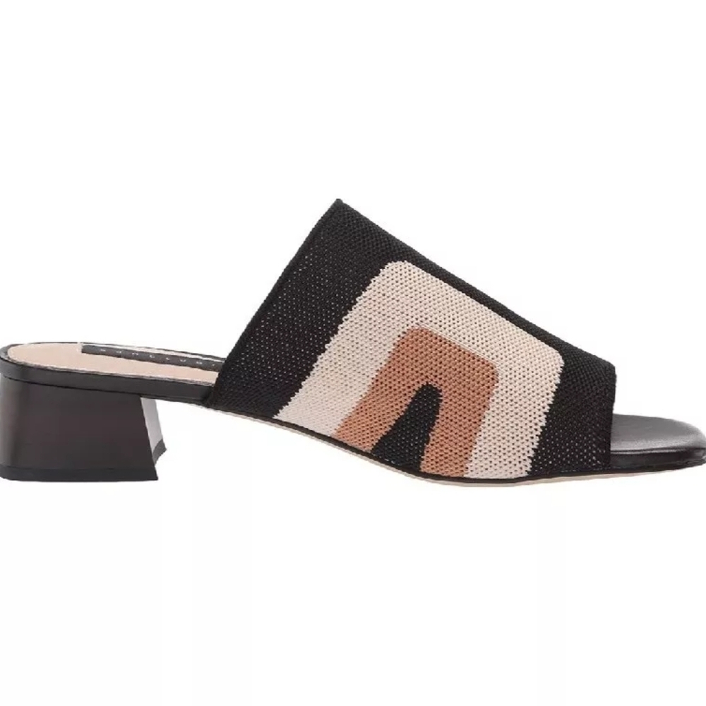 Striped Sneakers in Black, White, and Tan